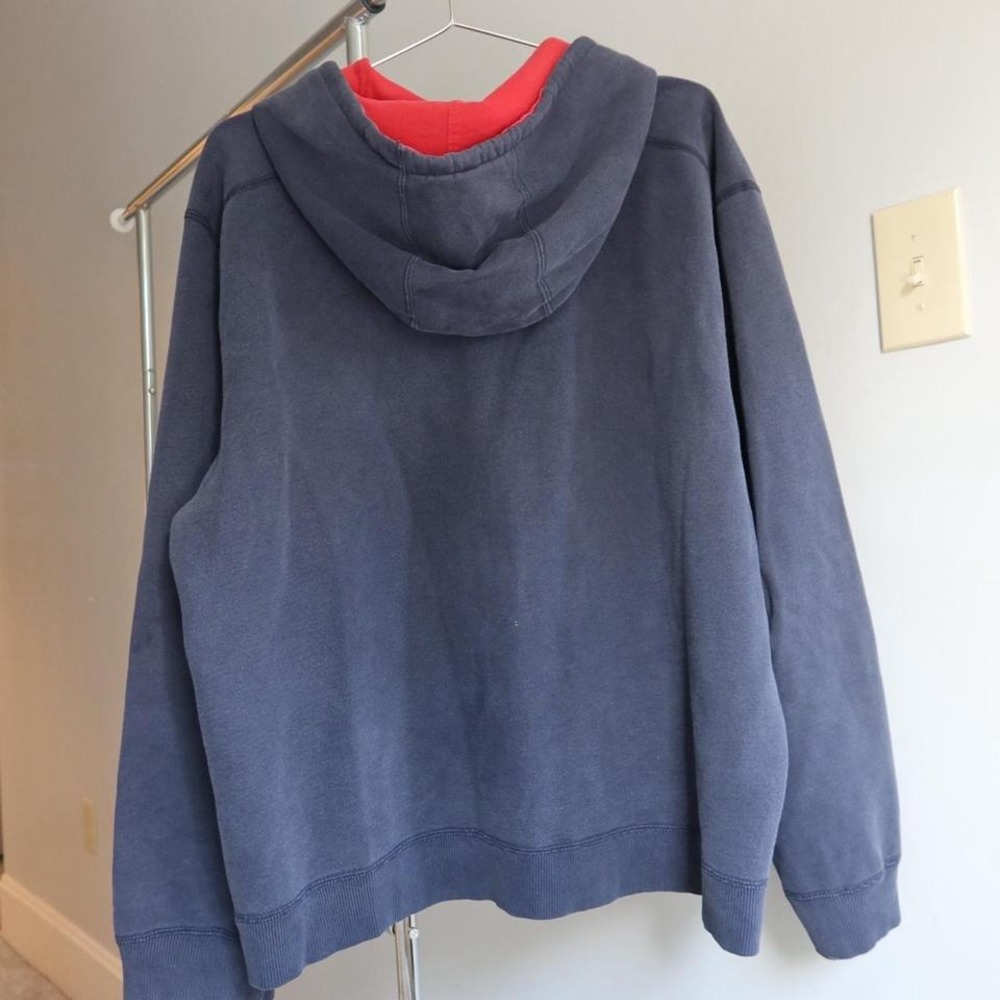 Tommy Hilfiger Hoodie Navy Blue Stitching Raised Detailing‎ Unique Throwback Y2K - Picture 3 of 6